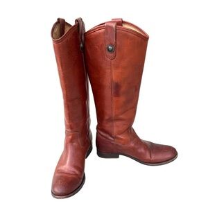 Frye Melissa Button Riding Boot in Cognac Women Size 6